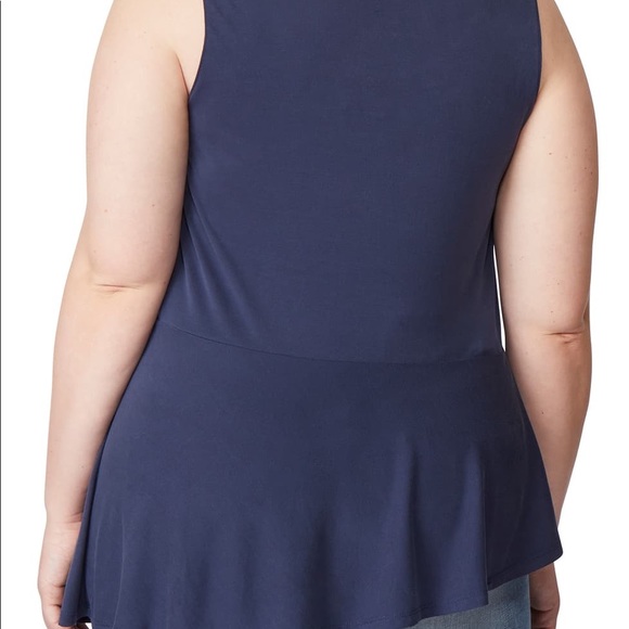 Rebel Navy Asymmetrical Faux Wrap Tank - Picture 6 of 8